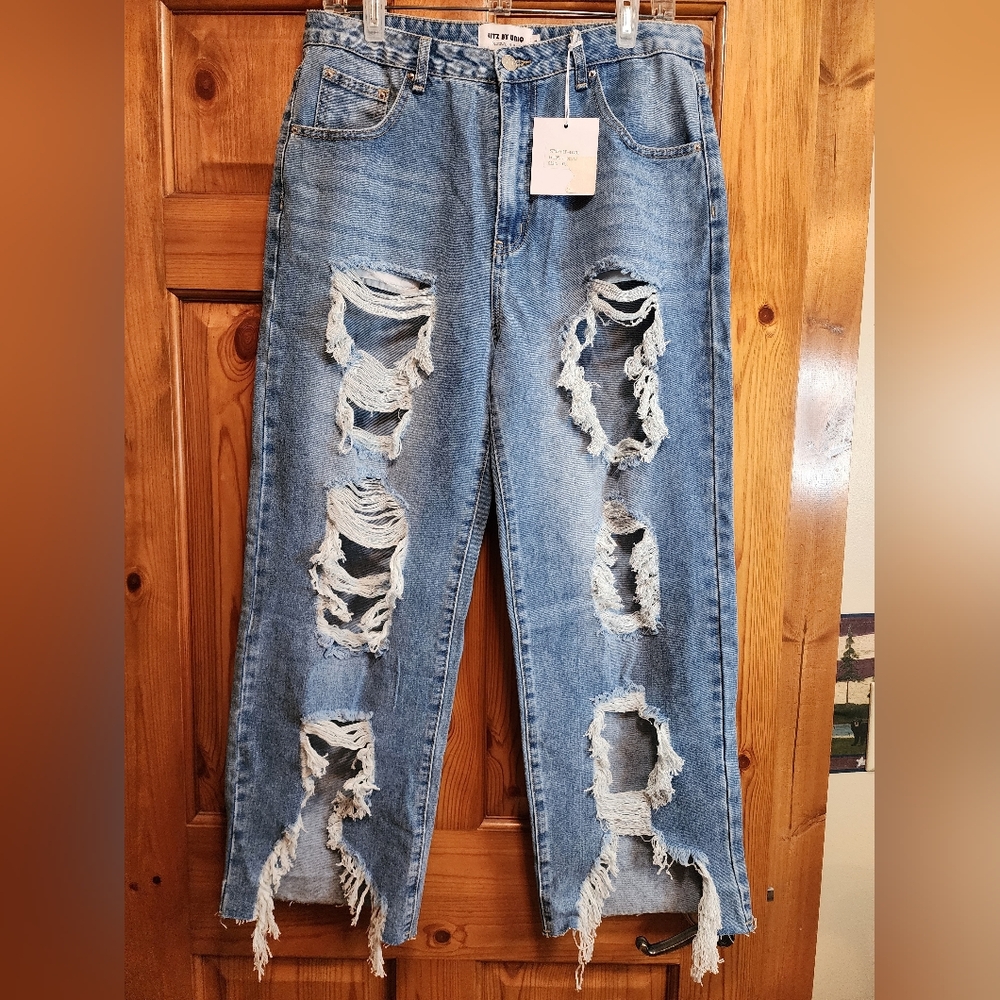 Litz By Uniq Distressed Blue Jeans, Size XL